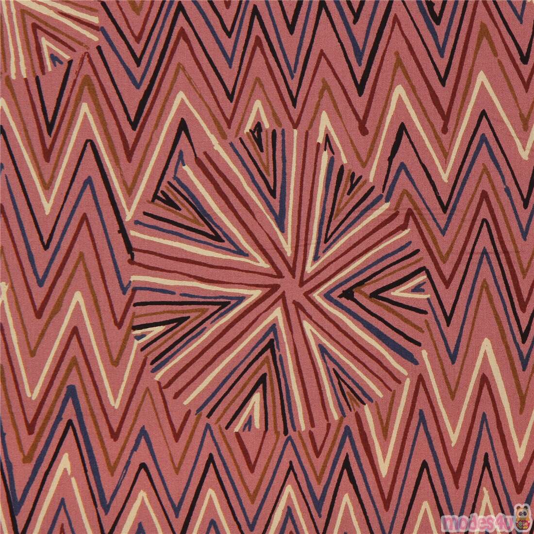 tessuto rosa malva motivo zigzag colorato Tessuto