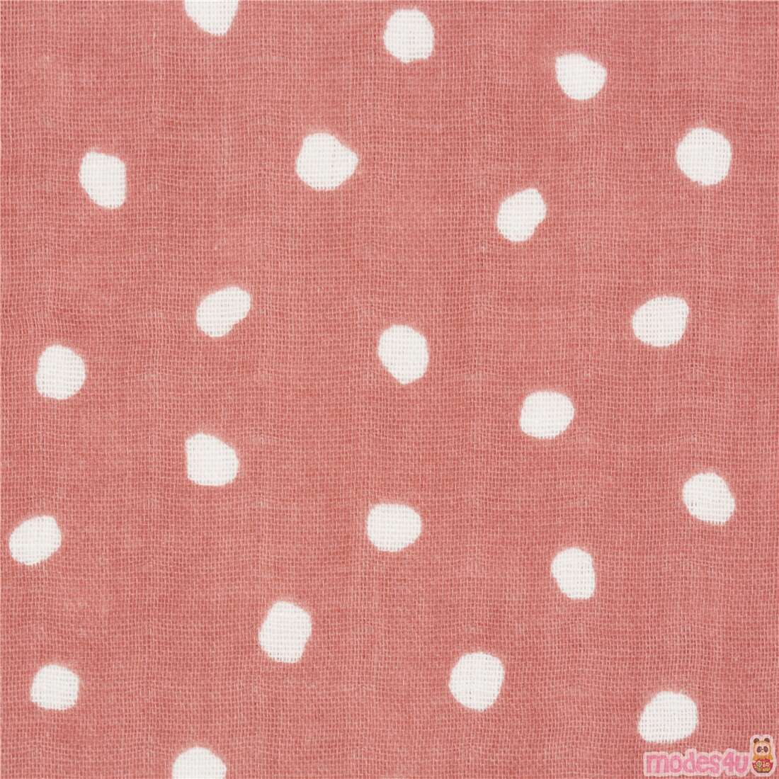 Simple Rustic White Pink Polka Dots Fabric