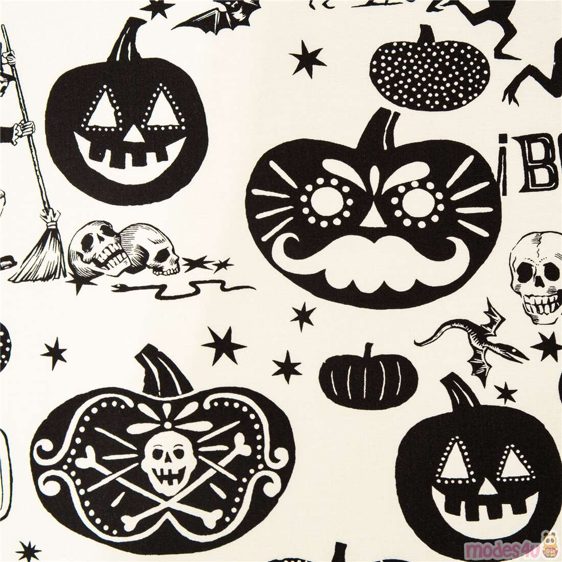 Haunted House Happy Halloween Pumpkins Fabric