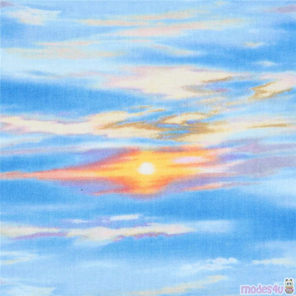 Tela azul con cierlo y sol Landscape Medley Tela