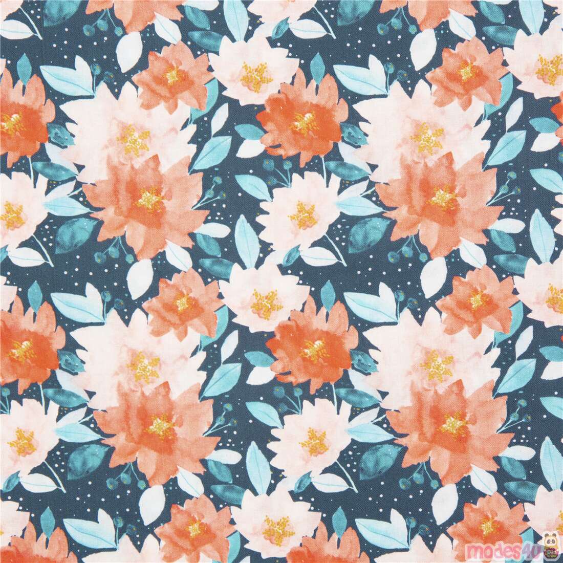 Merry & Bright Pale Poinsettia Flowers Fabric