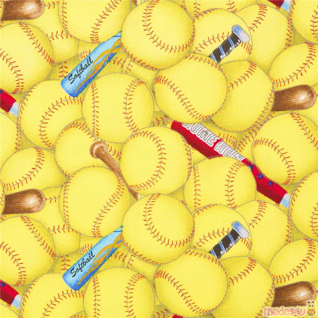 Tela deporte competici�n atl�tica softball pelota amarilla bates colores algod�n Tela