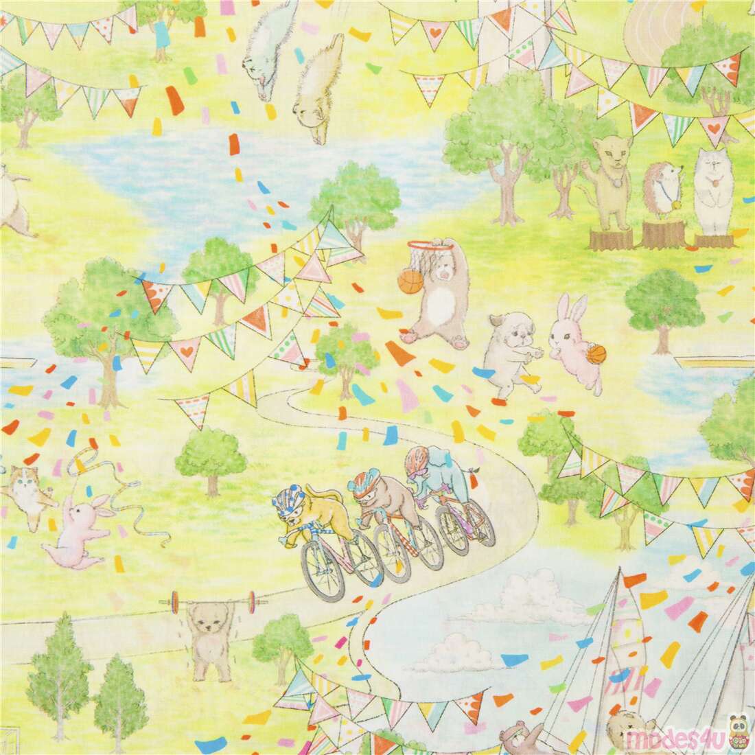 Kawaii Cute Animal Sports Day Park Fabric