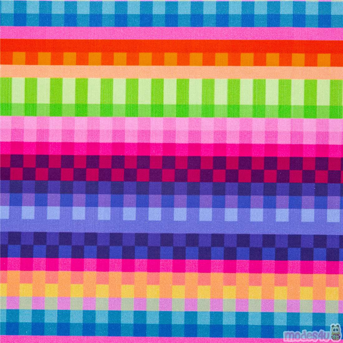 Super Colourful 8 Bit Stripes Fabric