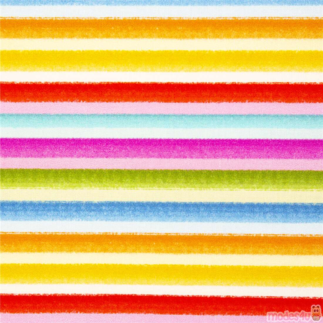 Bright Vivid Pastel Painted Rainbow Stripes Fabric