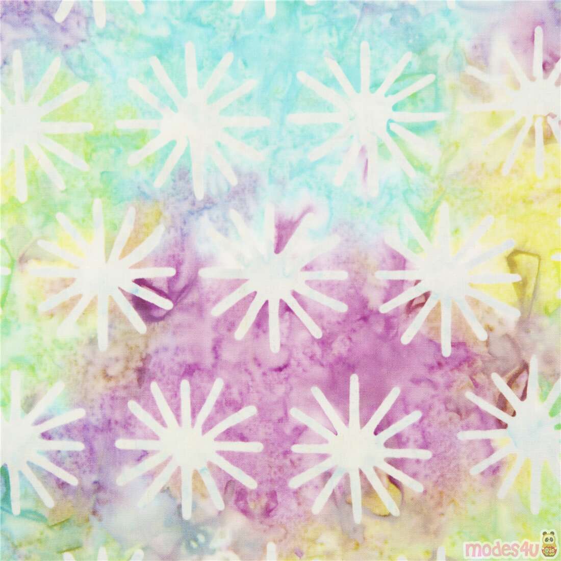 Tela de estrellas blancas batik multicolor pastel deste�ido algod�n tipo sarong Tela