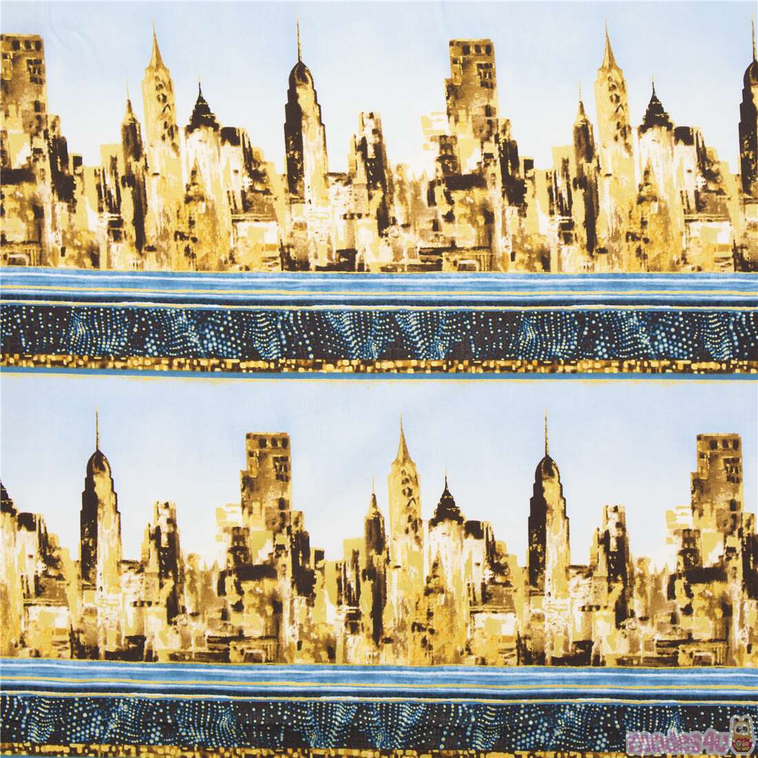 Cityscape Stripe Metallic Gold Fabric