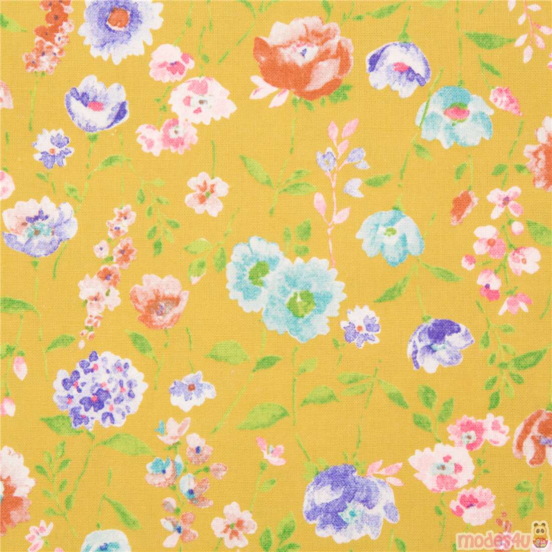 Watercolour Botanicals Small Large Flowers Fabric