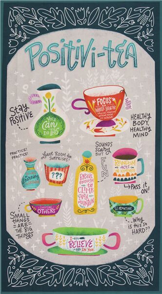 Positivi-Tea Colorful Kitchen Inspirational Fabric