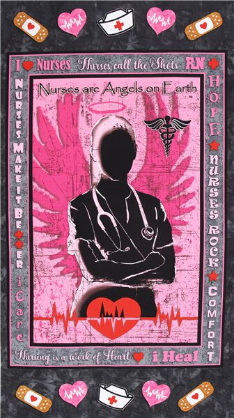 Angels on Earth Health Worker Nurse Silhouette Fabric