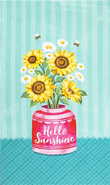 Hello Sunshine Sunflower Vase Fabric