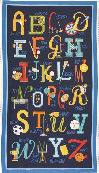 Backyard All Stars Alphabet Sports Panel Fabric