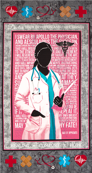 Female Doctor Hippocractic Oath Silhouette Panel Fabric