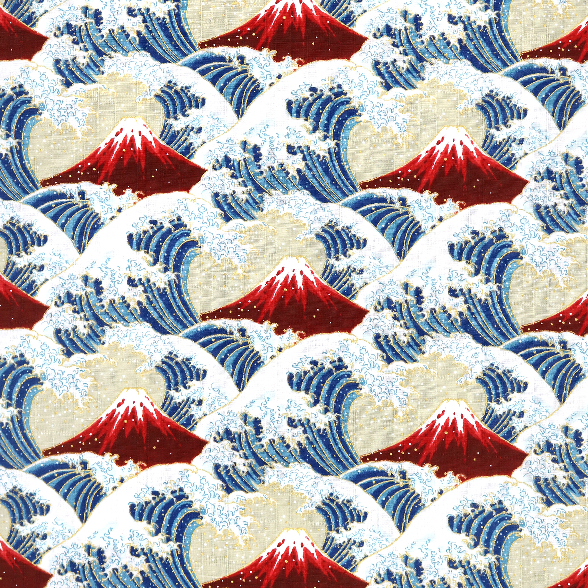 Great Wave Metallic Mt Fuji Fabric