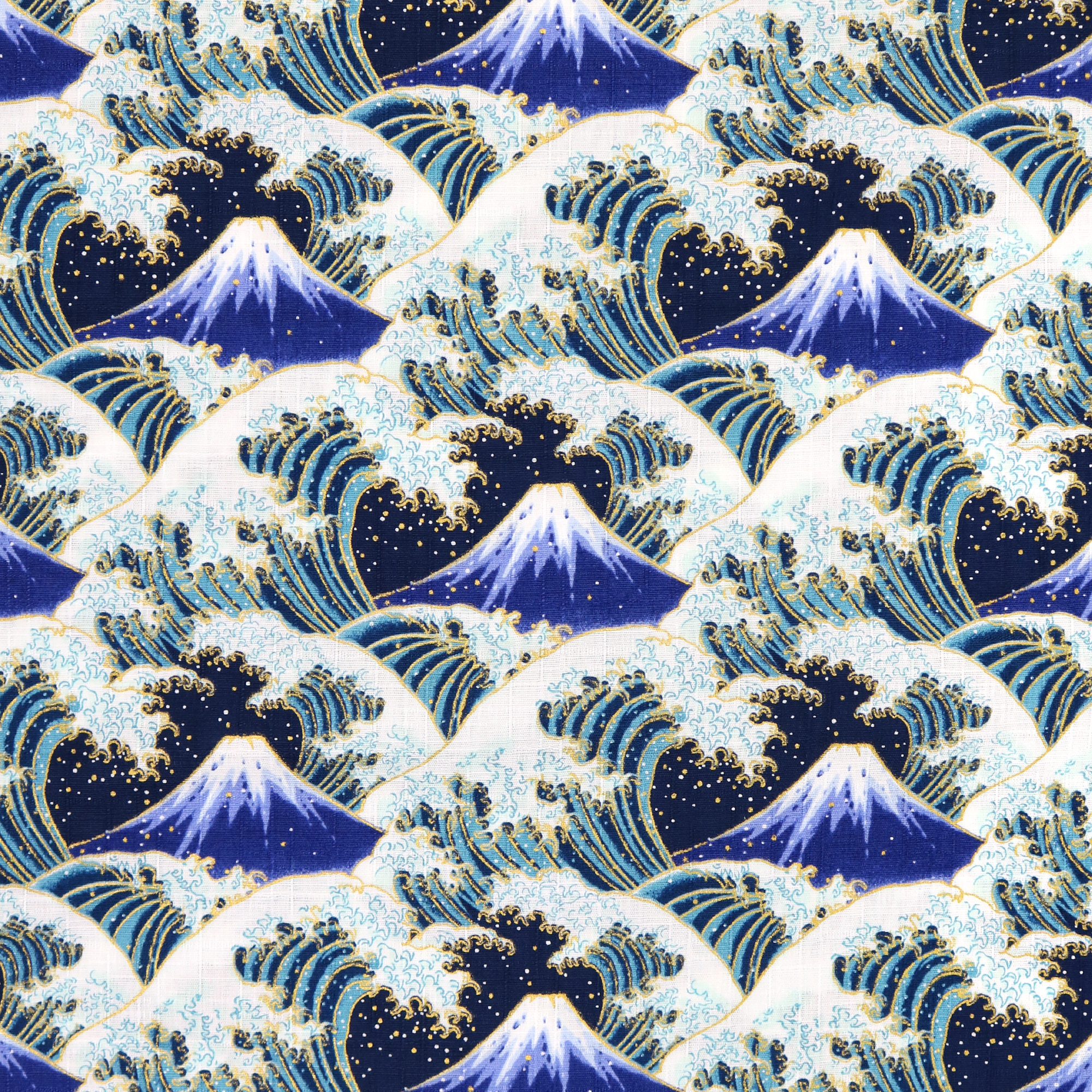 Great Wave Metallic Mt Fuji Fabric