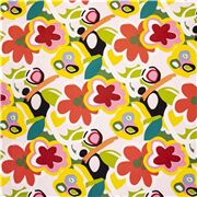 Tela EE. UU. con grandes flores verde amarillo rojo blanco