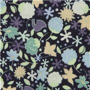 Navy Ditsy Print with Small Flowers and Leaves