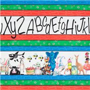 Stoff mit Buchstaben und Alphabet