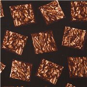 Tissu noir avec des brownies, des desserts,