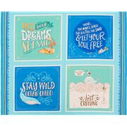 tessuto blu verde pannelli scritte dream free soul