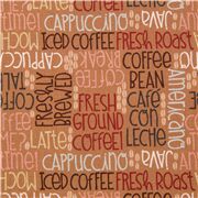 tessuto marrone scritte caff&egrave; java cappuccino Ritagli