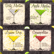 Cocktailstoff Martini Rezept Quadrate Getr&auml;nk Getr&auml;nk USA Baumwolle