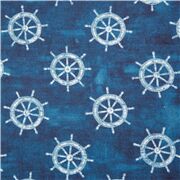 tessuto blu scuro cotone timoni bianchi