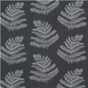 Delicate Fern Leaves White on Charcoal