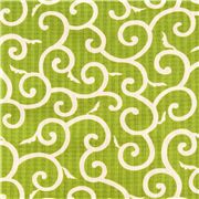 Lime White Swirls Karakusa Pattern