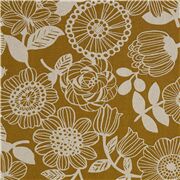 Illustrated Floral Mustard Brown Circle Flowers