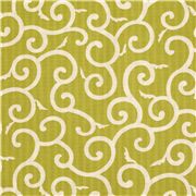 Chartreuse White Swirls Karakusa Pattern