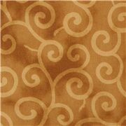 Tissu japonais jaune moutarde avec des volutes et des tourbillons