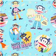 tessuto blu cotone Julius the Monkey musicista Paul Frank
