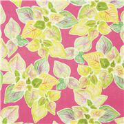 Leafy Garden Leaves on Solid Pink