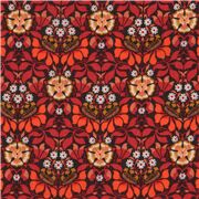 Tissu en coton Tana Lawn marron avec des fleurs damass&eacute;es