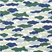 Baumwollstoff Camouflage blau gr&uuml;n Campingmuster