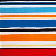 lose gestreifter schwarz orange rot blauer Baumwollstoff Restst&Atilde;&OElig;ck
