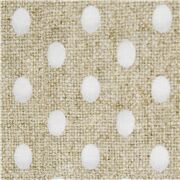Tissu coton avec des &oelig;ufs de poule blancs sur fond de toile jute