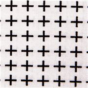 Tissu en coton blanc avec des grilles de croix noires