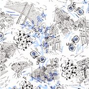 Illustration Sketch Landmark City Houses
