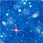 tessuto blu cotone twill stelle galassie brillantini