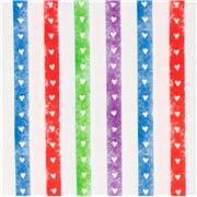 Tissu &agrave; rayures multicolores avec des petits coeurs