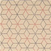 tessuto color neutro motivo asanoha stelle zig zag