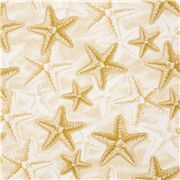 Tissu en coton avec des &eacute;toiles de mer sur une plage de sable, th&egrave;me nature