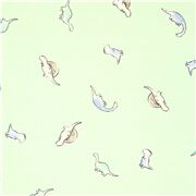 Tissu vert menthe p&acirc;le animaux dinosaures dans tous les sens