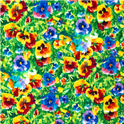 tessuto viole del pensiero fiori di cotone fiori colorati foglie verdi USA tessuto
