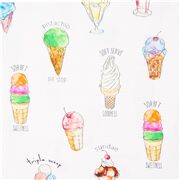 QT Fabrics bunter Eiscreme Eisbecher Dessertstoff in Wei&szlig;