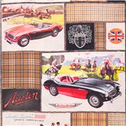 Rote und Tweed-Aufn&auml;her Austin Healey Sport Cabrio Auto Baumwolle