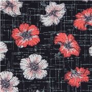 Fleurs D’Hibiscus Vintage Sur Grille &Eacute;tir&eacute;e