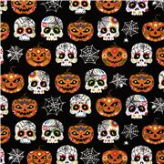 Sugar Skulls Pumpkins Spider Webs
